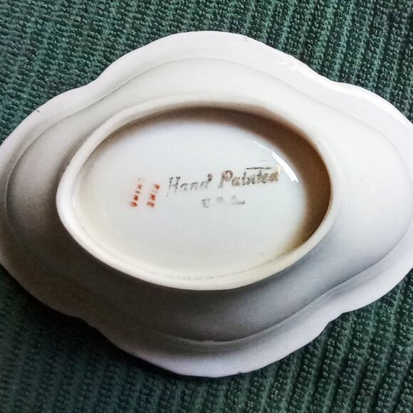 Rare Fine China Trinket Dish/Salt or Finger Bowl Floral Hand Painted Gold Trim - Picture 9 of 10
